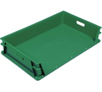 Ящик п/э 740х465х145 сплошной, 3-х бортный цв. зелёный Тара.ру 21865