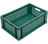 Ящик п/э 600х400х200 стенки перф. перф. дно цв. зелёный Тара.ру 26727