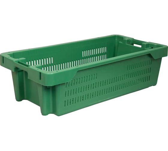 Ящик п/э рыбный 800х400х225 перфорированный зеленый Тара.ру 05553 1