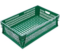 Ящик п/э 740х465х200 перфорированный цв. зелёный Тара.ру 26205
