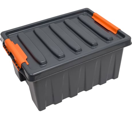 Ящик п/п Rox Box 415х300х195 мм с крышкой и клипсами PRO, 16 л. цв антрацит 25339
