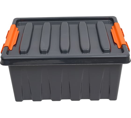 Ящик п/п Rox Box 415х300х195 мм с крышкой и клипсами PRO, 16 л. цв антрацит 25339