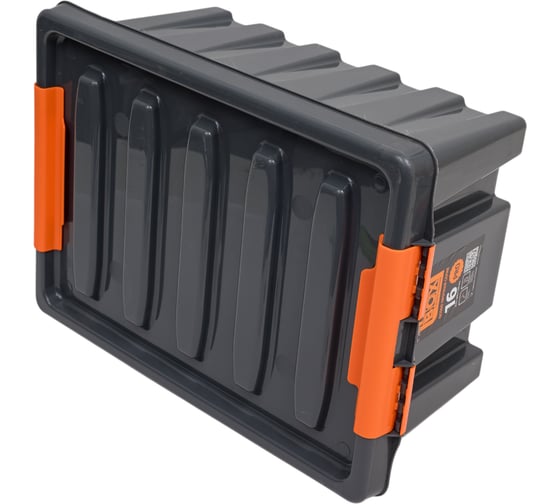 Ящик п/п Rox Box 415х300х195 мм с крышкой и клипсами PRO, 16 л. цв антрацит 25339