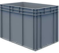 Пластиковый ящик (евроконтейнер) Дигрус 600х400х420 серый, с гладким дном ЯС-EC6442-С/Д