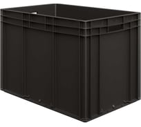 Пластиковый ящик (евроконтейнер) Дигрус 600х400х420 черный, с гладким дном, с ручками ЯС-EC6442.1-Ч/Д