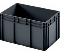 Пластиковый ящик (евроконтейнер) Дигрус 600х400х320 черный, с гладким дном ЯС-EC6432.2-Ч/Д