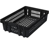 Ящик полимерный Тара.ру 600х400х152,5 хлебный перфорированный черный 40671