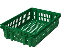 Ящик полимерный Тара.ру 600х400х152,5 хлебный перфорированный зелёный 40670
