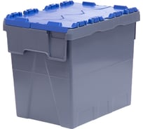 Ящик полимерный Тара.ру Safe EVO 400х300х360 сплошной серый с синей крышкой 41348