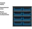 Кассетница система хранения IRONMEBEL Модуль бокс 300 с синими ящиками 300х234х90 (3209) M-MBOX3-1-3209-Bl 3