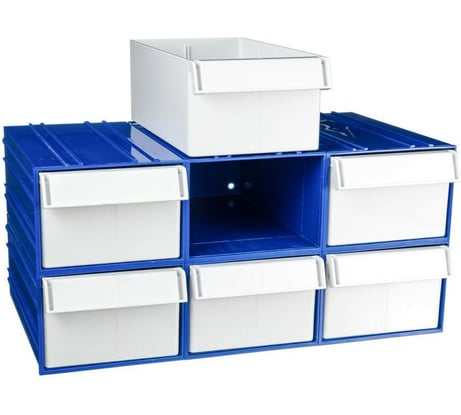 Пластиковый короб СТЕЛЛА-ТЕХНИК 140x250x100 мм, комплект 6 штук C-2-К6-синий-белый