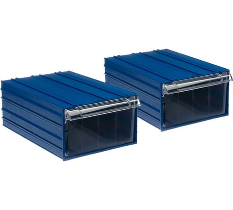 Пластиковый короб СТЕЛЛА-ТЕХНИК 212x328x126 мм, комплект 2 штуки С-501-А-2К синий-прозрачный