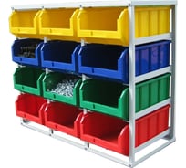 Стационарный односторонний стеллаж с направляющими СТЕЛЛА-ТЕХНИК 12 ящиков V4-12