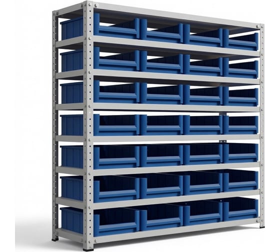 Стеллаж HONEYCOMB Optimus-box 1000x1000x300 с пластиковыми ящиками 3209 эконом M-НС10SK3209э
