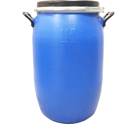 Бочка Тара.ру п/э 65 л, круглая, с крышкой и обручем, с ручками, синяя 22935