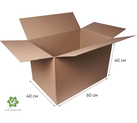 Картонная коробка PACK INNOVATION 60x40x40 см, без ручек, объем 96 л, 20 шт IP0GK604040-20