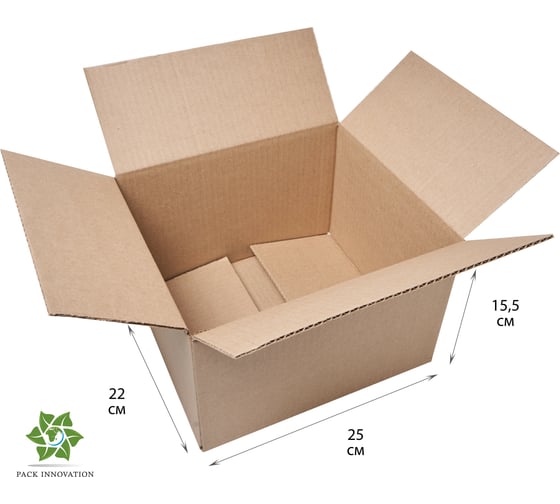 Картонная коробка PACK INNOVATION Гофрокороб 25x22x15.5 см, объем 8.5 л, 100 шт IP0GK00252215.5-100