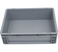 Ящик Sembol Plastik п/п, 400x300x120 мм, сплошной, гладкое дно, цв. серый 25243