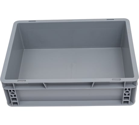 Ящик Sembol Plastik п/п, 400x300x120 мм, сплошной, гладкое дно, цв. серый 25243