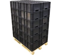 Ящик Тара.ру п/э 600x400x250, сплошной, комплект 24 шт., чёрный 27006