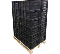 Ящик п/э 600x400x250 перфорированный, комплект, из 24 шт. цв. чёрный Тара.ру 27014