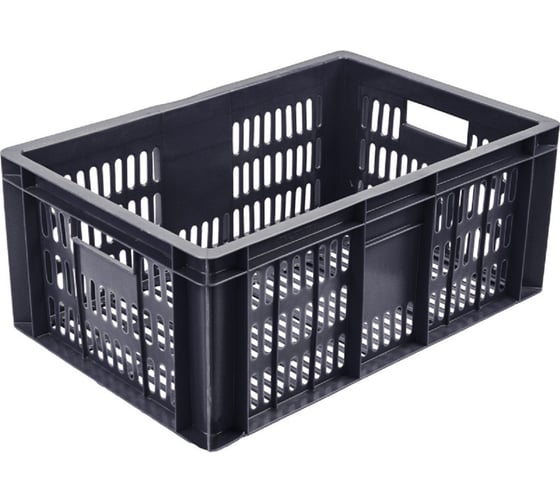 Ящик п/э 600x400x250 перфорированный, комплект, из 24 шт. цв. чёрный Тара.ру 27014
