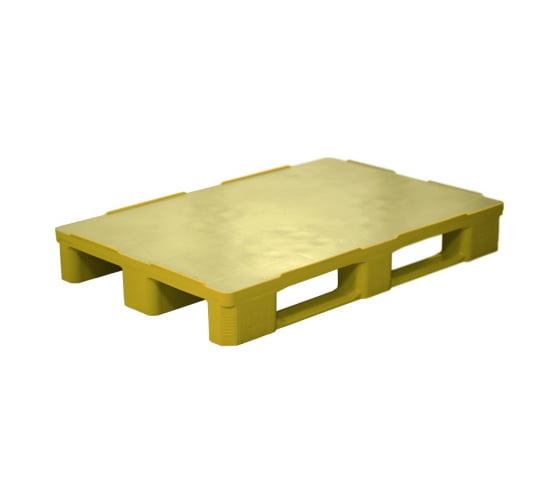 Сплошной паллет Дигрус 1200x800x160, гигиенический, на 3-х полозьях, желтый П-120.80.16-Сг3пЖ/Д
