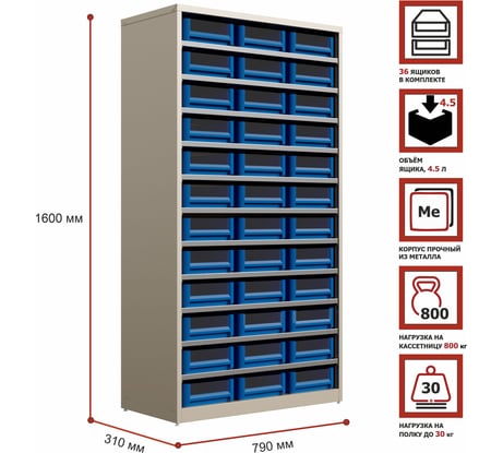 Кассетница Система хранения с пластиковыми ящиками HONEYCOMB Ironbox Max 300 3209 M-КСV302
