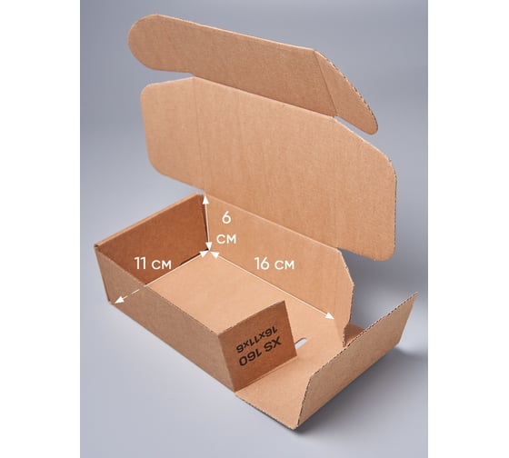 Самосборная картонная коробка PACK INNOVATION 16x11x6 см, 1 л, 100 шт. IP0GKSS161106-100