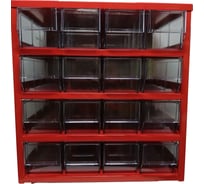 Металлическая кассетница СТАРКИТ красная, с 16-ью лотками LP50x91, с 20-ью разделителями CCT50-91-R