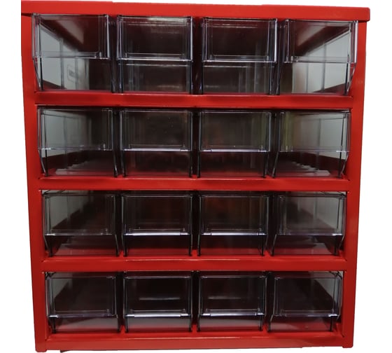 Металлическая кассетница СТАРКИТ красная, с 16-ью лотками LP50x91, с 20-ью разделителями CCT50-91-R 1