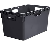 Ящик ООО Комус п/э, 600x400x340 мм, сплошной, стенки с отверст. для пакетов, цв. черный 1712040