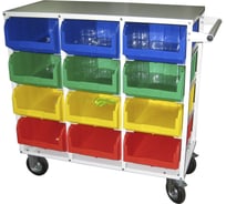 Односторонний мобильный стеллаж с направляющими 300 кг Стелла V4-12 ячеек