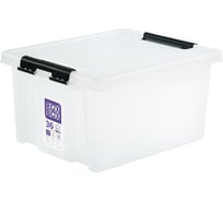 Ящик п/п Rox Box 500x390x255, 36 л, с крышкой, на клипсах, прозрачно-серый 28551