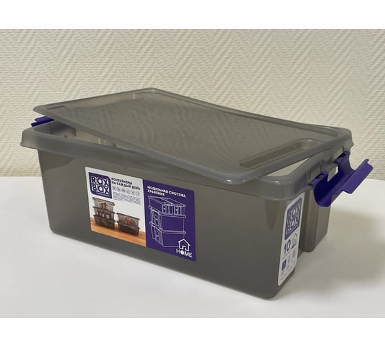Ящик п/п Rox Box 400х225х155 10л. с крышкой на клипсах, цв. прозрачно-серый 28550 1