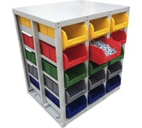 Стеллаж с направляющими Стелла-техник стационарный, двусторонний, 30 ячеек c ящиками, V3-30