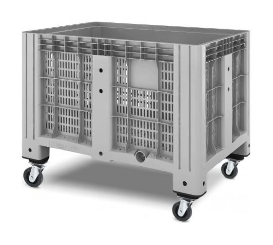 Перфорированный контейнер Пластик система IBox 1200x800x920 мм, 4 колесика, серый 11.602.91.С13