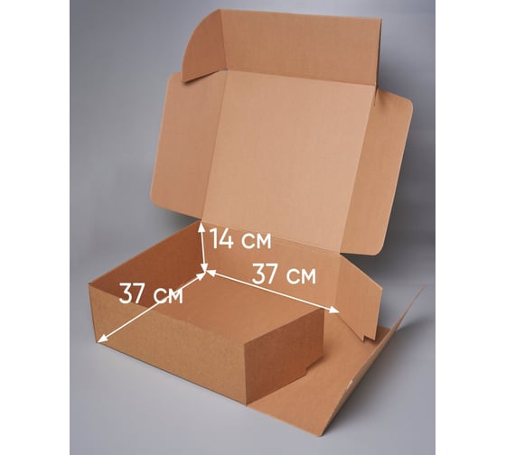 Самосборная картонная коробка PACK INNOVATION 37x37x14 см, объем 19.2 л, 40 шт. IP0GKSS373714-40