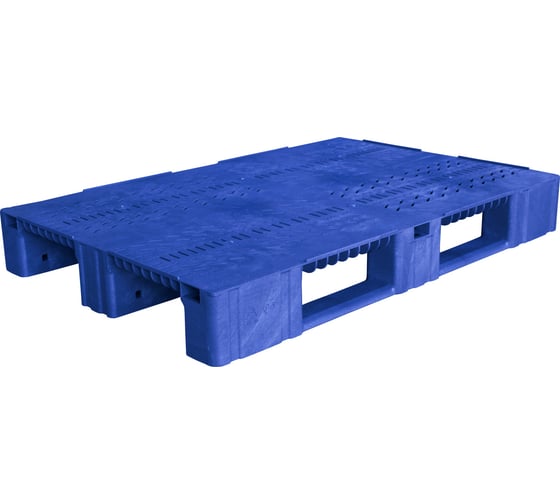 Перфорированный паллет на 3-х полозьях, синий, 1200х800х150 мм ТАРА 08696 1