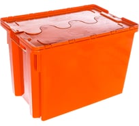 Ящик с крышкой п/э 600х400х400 сплошной, оранжевый Тара.ру 18656