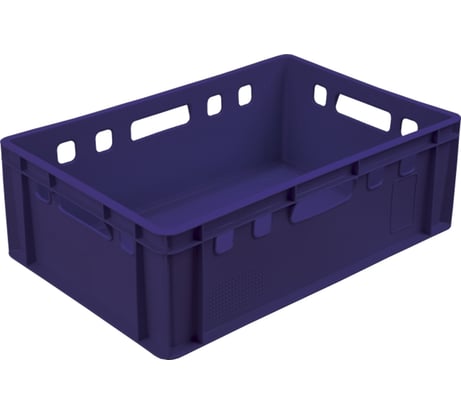 Мясной ящик п/э 600х400х200 сплошной, синий Тара.ру Е2 00385