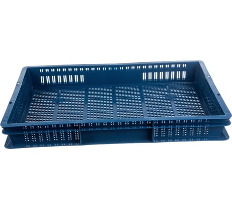 Ящик п/э с перфорацией 600x400x75 синий Тара.ру 07729