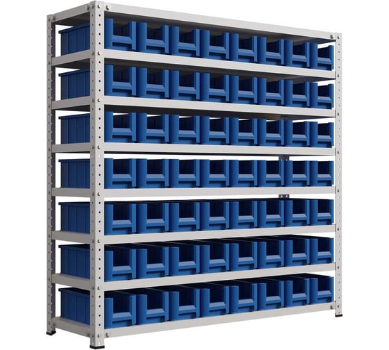 Стеллаж IRONMEBEL new optimus-box 1000x1000x300 мм, с пластиковыми ящиками M-С10SK3109new 1