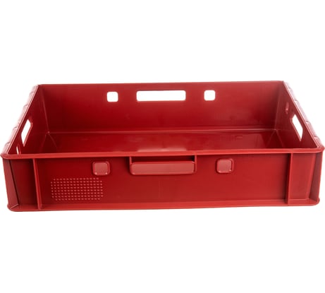 Мясной сплошной ящик, 600x400x120мм, красный ТАРА Е1 06903