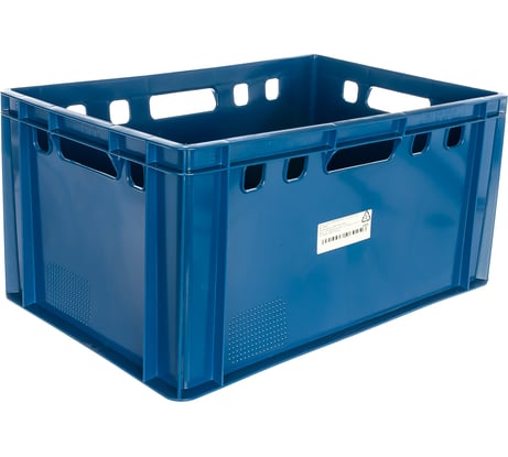 Мясной сплошной ящик, 600x400x300, синий Тара.ру Е3 06925