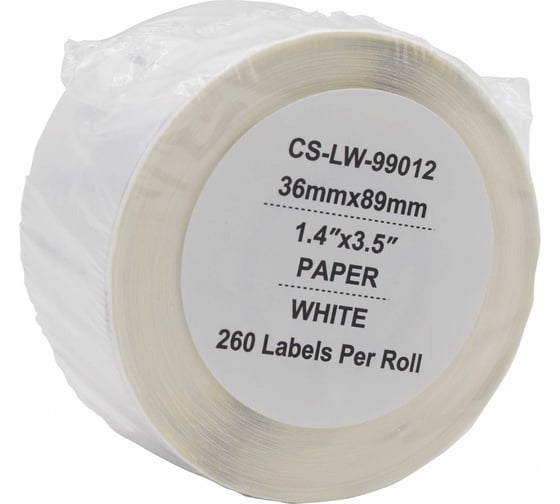 Этикетки CACTUS CS-LW-99012 89x36 мм, черный на белом, 260 шт./рул. для Dymo Label Writer 450/4XL 1934440