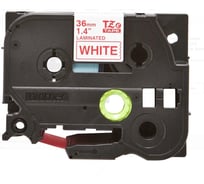 Кассета с лентой для печати наклеек Brother красным на белом фоне, ширина 36 мм TZE262