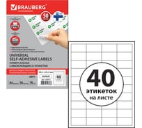Самоклеящаяся этикетка BRAUBERG 48.5х25.4 мм, 40 этикеток, 50 листов 126472