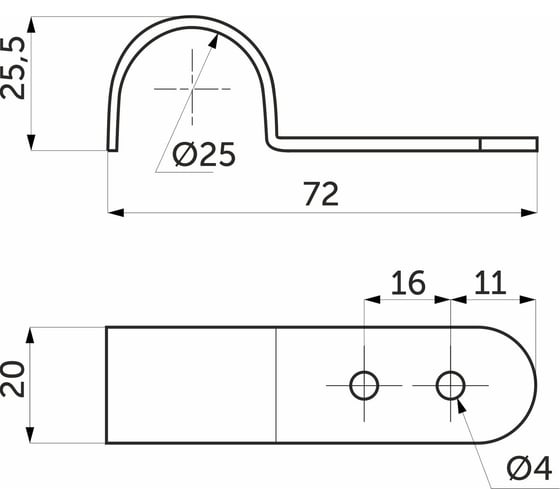 Горизонтальное крепление панели AKS 520 трубы d25 мм, хром 14287