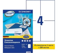 Универсальные самоклеящиеся этикетки Avery Zweckform Европа-100 105x148 мм, белые, I+C+L+CL, 72 шт., 18 л ELA024-18